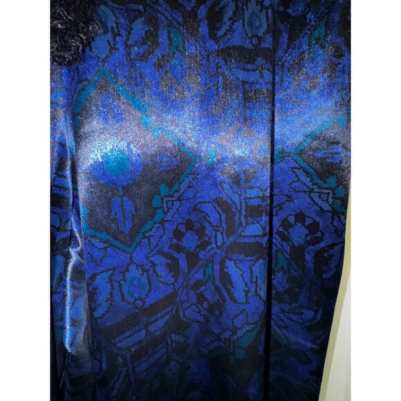 Susan Graver Womens XS Petite Blue Paisley Print Pull-On Pants Velour Stretch - Picture 5 of 10